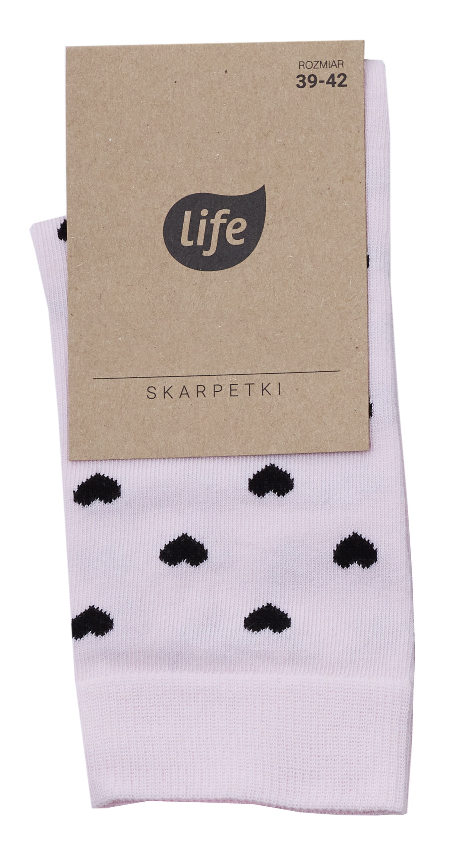 Life Skarpety bawełniane Hipster wzór Hearts Pink, 35-38