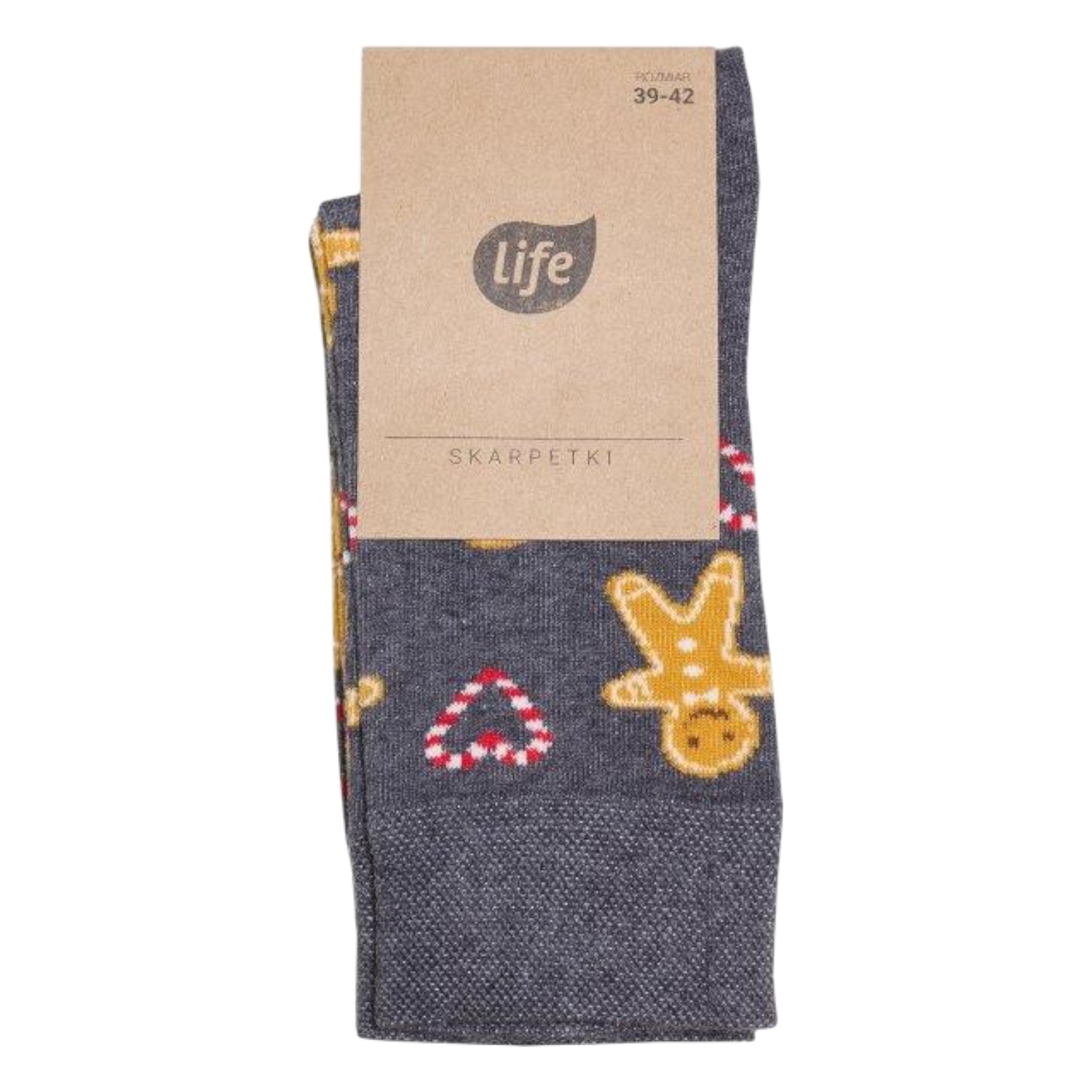 Life Skarpetki Hipster wzór Ciastek + Serce, -42 szary