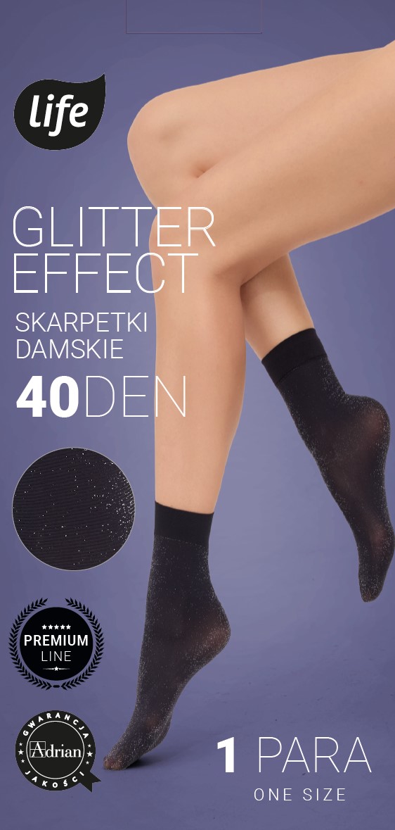 Life Skarpetki damskie klasyczne Lurex 40 den one size, nero/silver