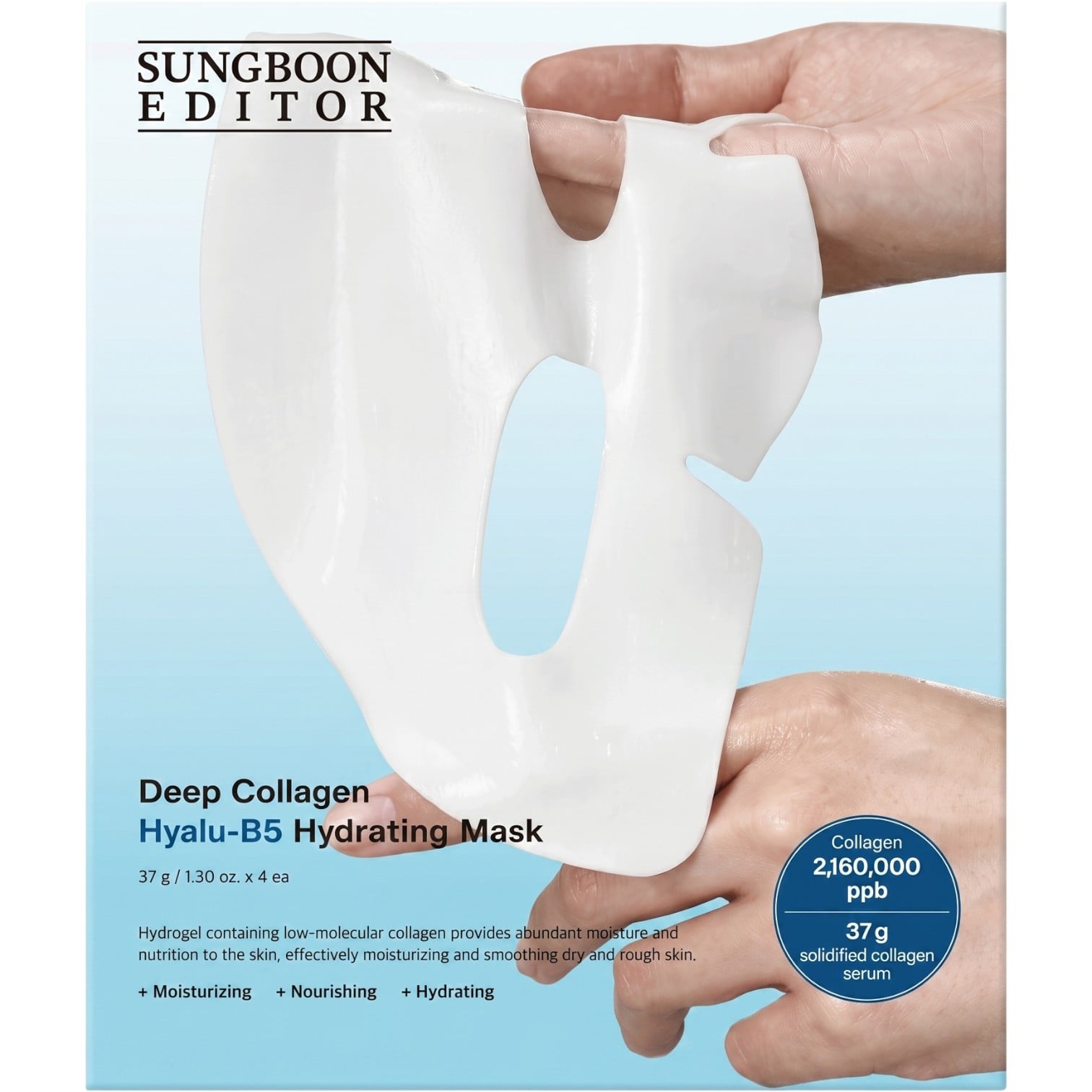 Sungboon Editor Deep Collagen Hyalu-B5 Hydrating Mask, Nawilzająca maska hydrożelowa do twarzy, 37 g