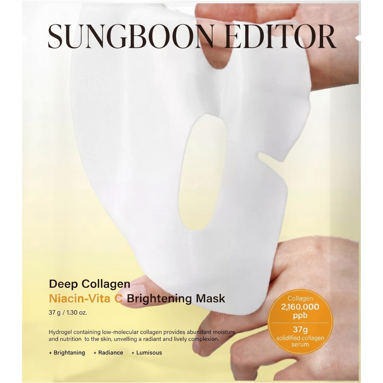 Sungboon Editor Deep Collagen Niacin-Vita C Brightening Mask, Rozświetlająca maska hydrożelowa do twarzy, 37 g