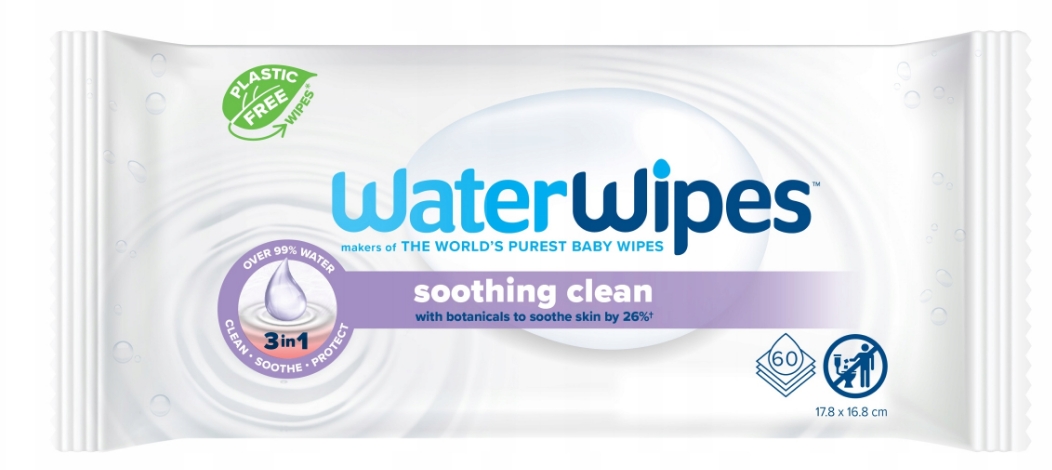 WaterWipes  Soothing Clean Chusteczki nawilżane dla dzieci z ekstraktem z lawendy 60 szt.