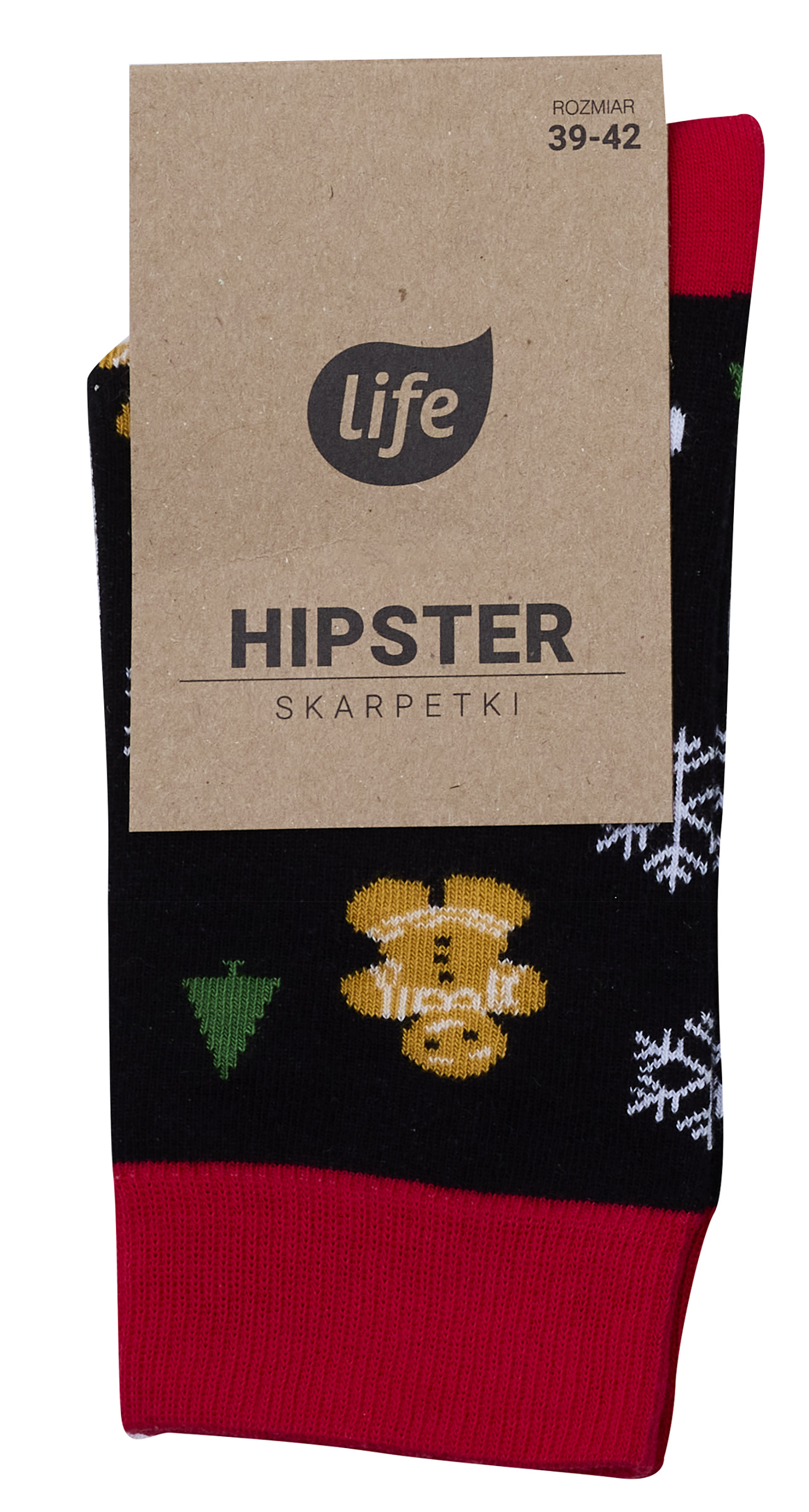 Life Skarpetki Hipster wzór Pierniczki Czarne, 35-38