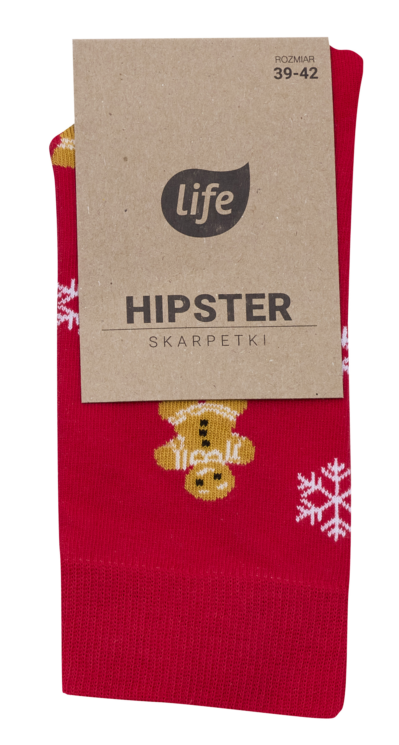 Life Skarpetki Hipster Wzór Pierniczki Czerwone, 43-46