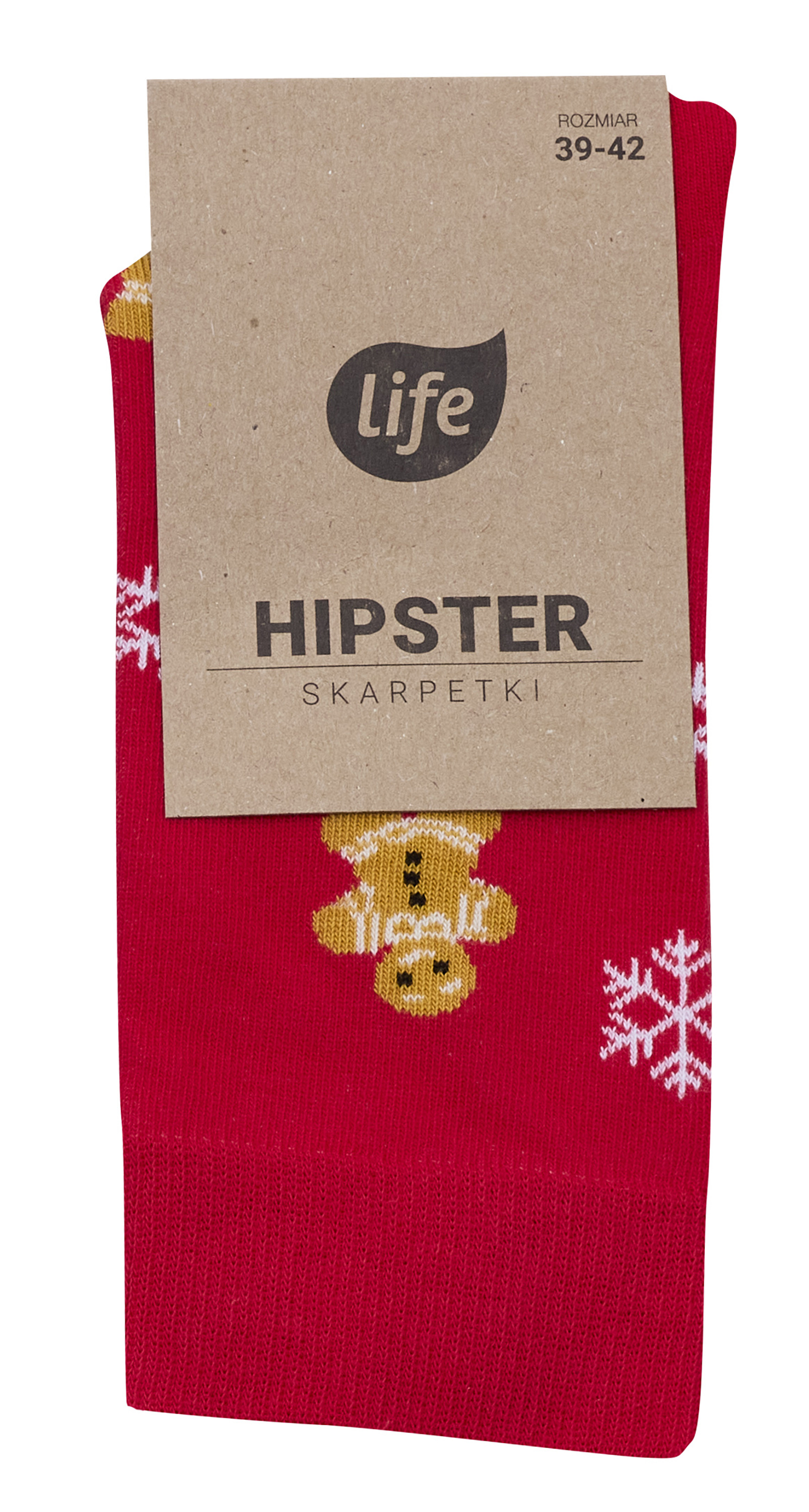 Life Calzini Hipster Motivo Omini di Pan di Zenzero Rossi, taglia 43-46