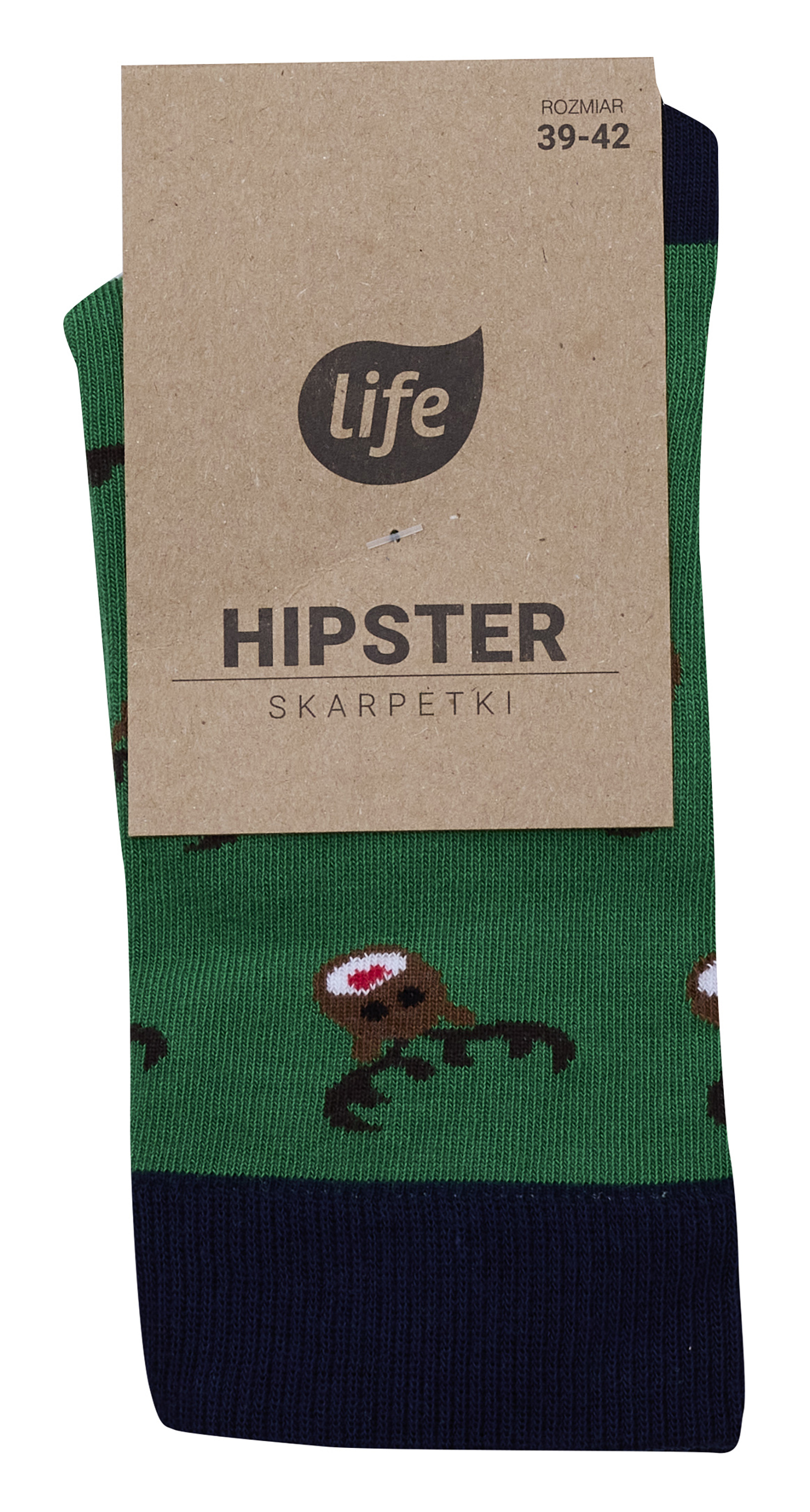 Life Skarpetki Hipster wzór Renifer Zielony, 35-38