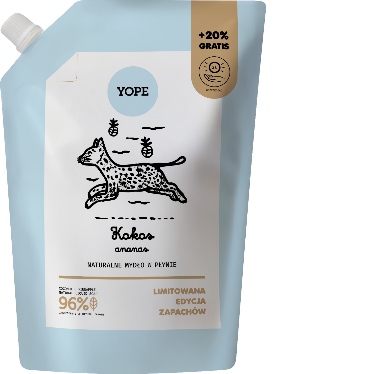 Yope Mydło w płynie Kokos/Ananas, Refill