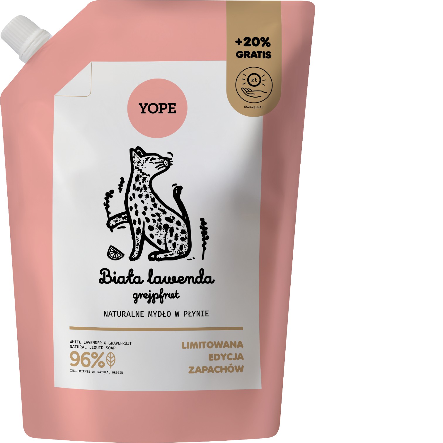 Yope Mydło w płynie Biała Lawenda/Grejpfrut, Refill