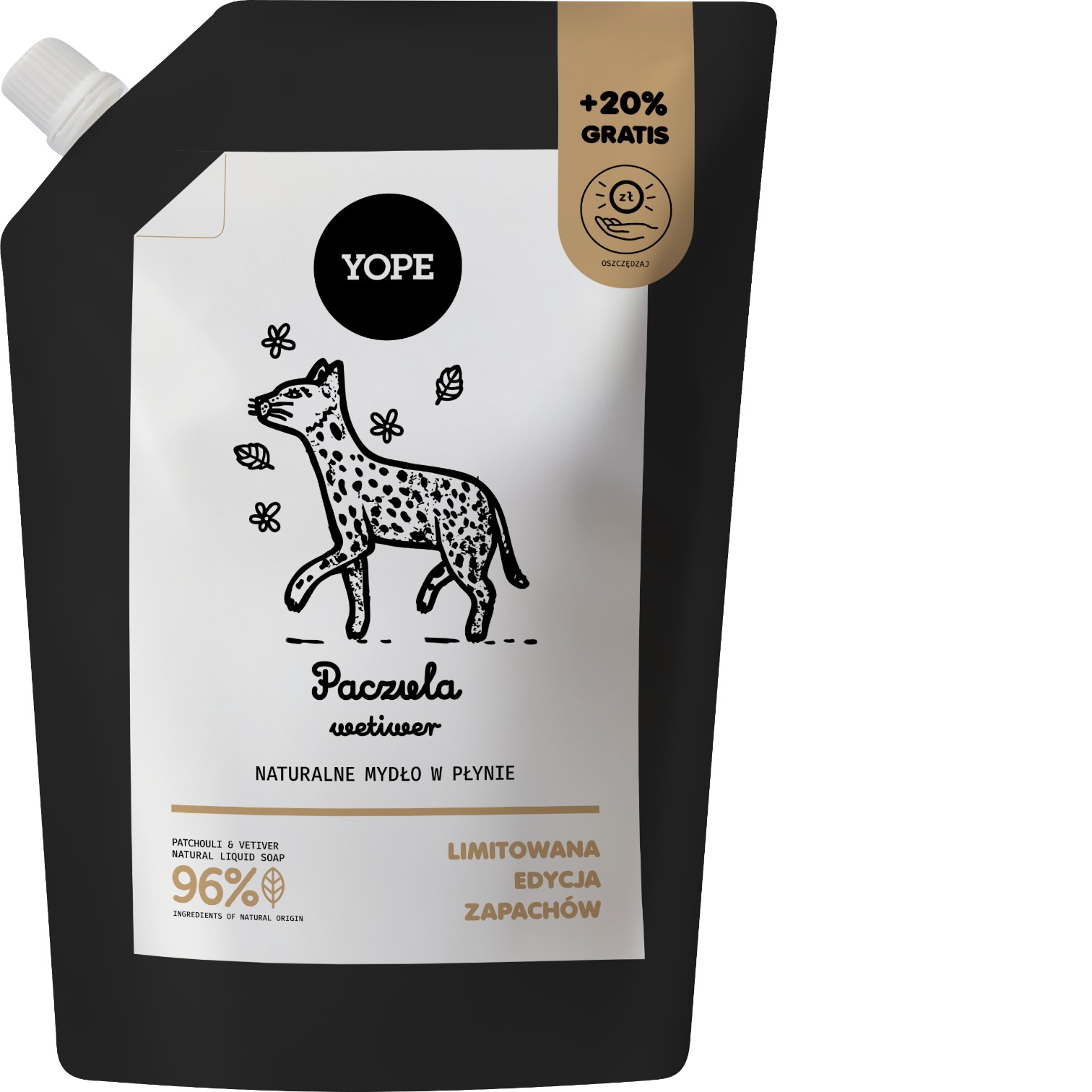 Yope Mydło w płynie Paczula/Wetiwer, Refill 