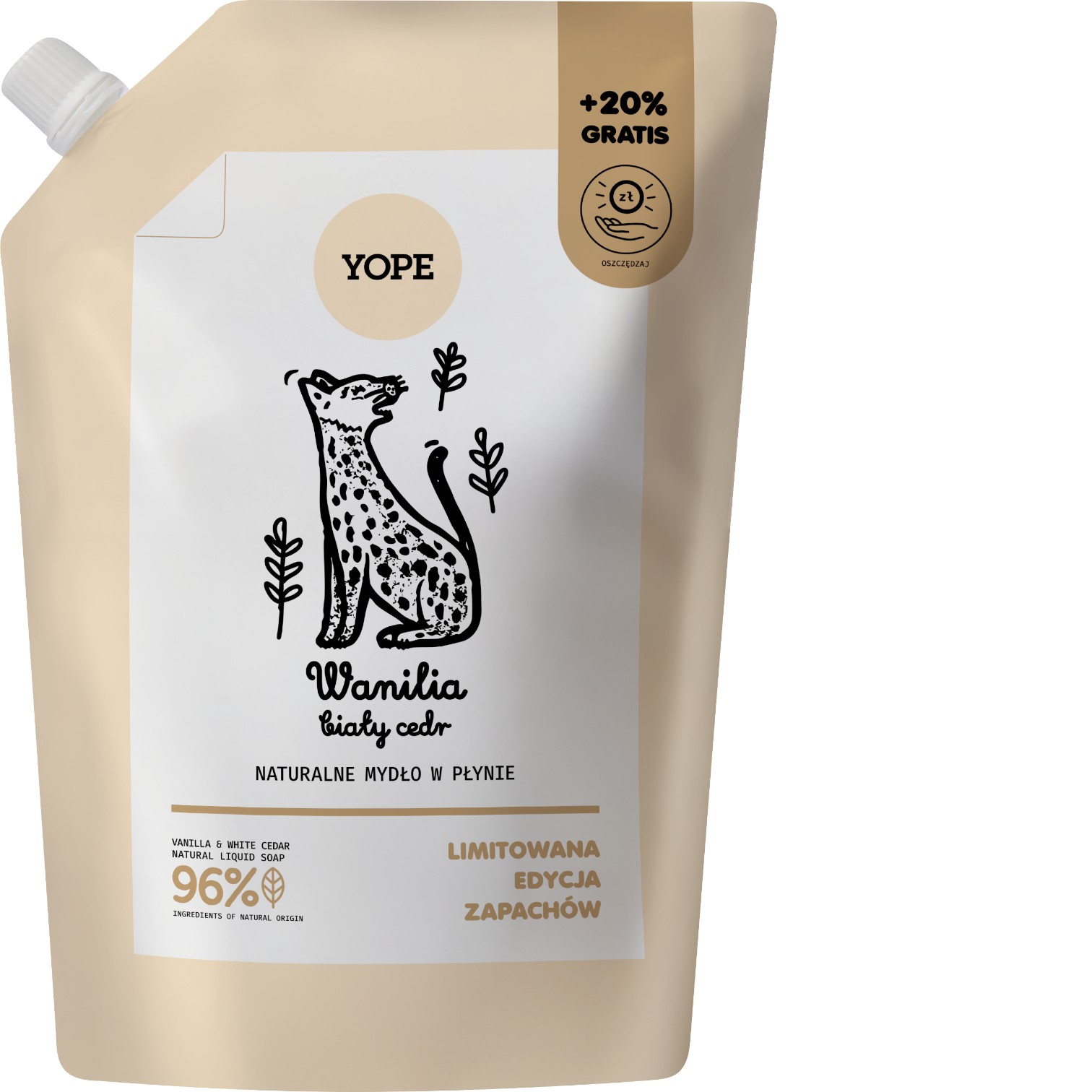 Yope Mydło w płynie Wanilia/Biały Cedr, Refill 