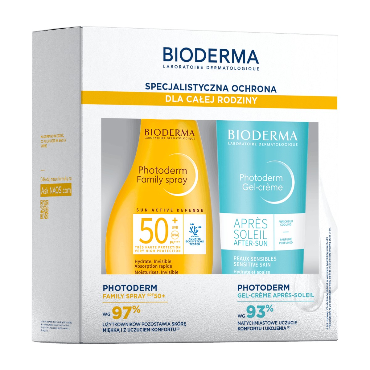Bioderma Photoderm Zestaw: spray ochronny Family SPF 50+ + nawilżający żel-krem po opalaniu