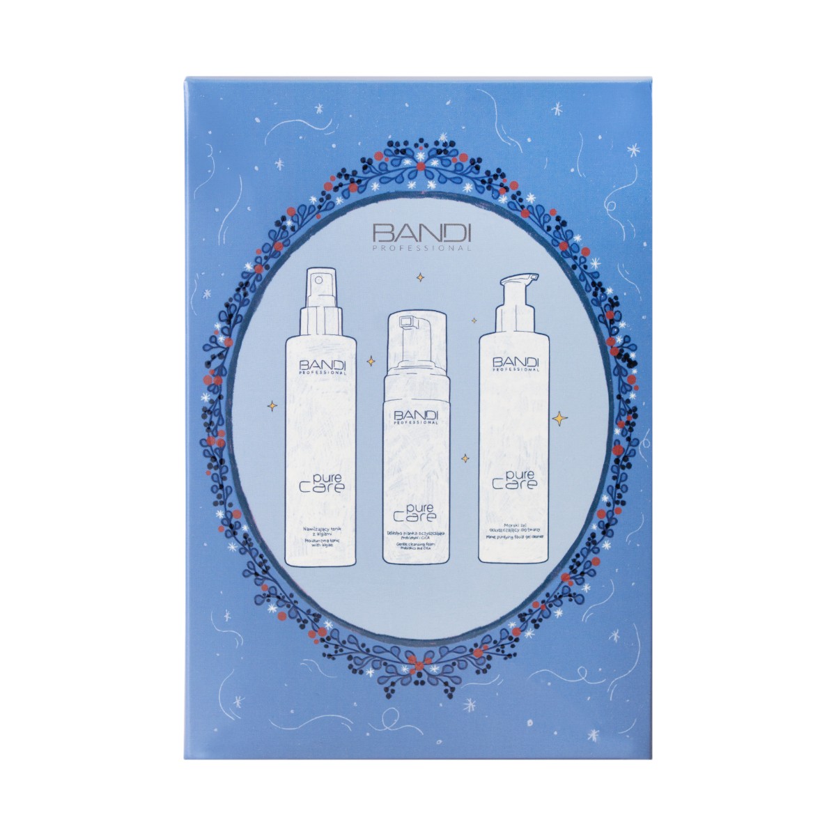 Bandi Pure Care Zestaw: morski żel oczyszczający do twarzy + nawilżający tonik z algami + delikatna pianka oczyszczająca probiotyki + CICA
