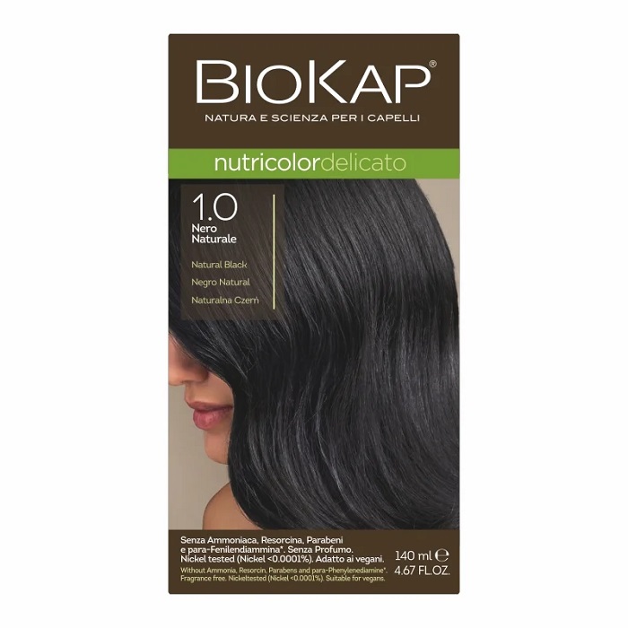 Biokap Nutricolor Delicato Farba do włosów, 1.0 Naturalna Czerń 140 ml