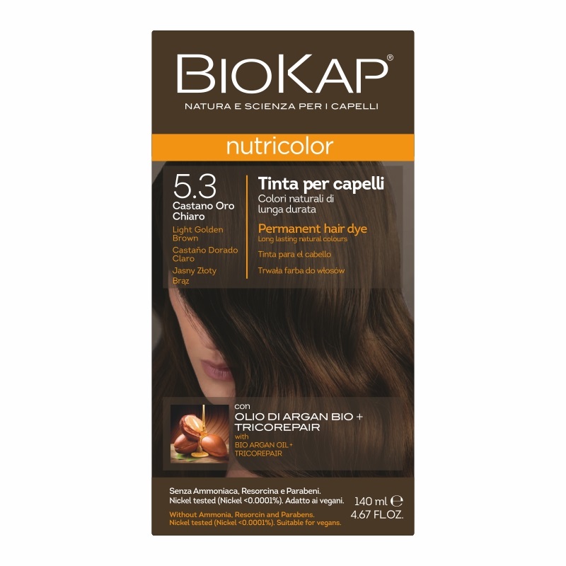 Biokap Nutricolor Farba do włosów, 5.3 Jasny Złoty Brąz  140 ml