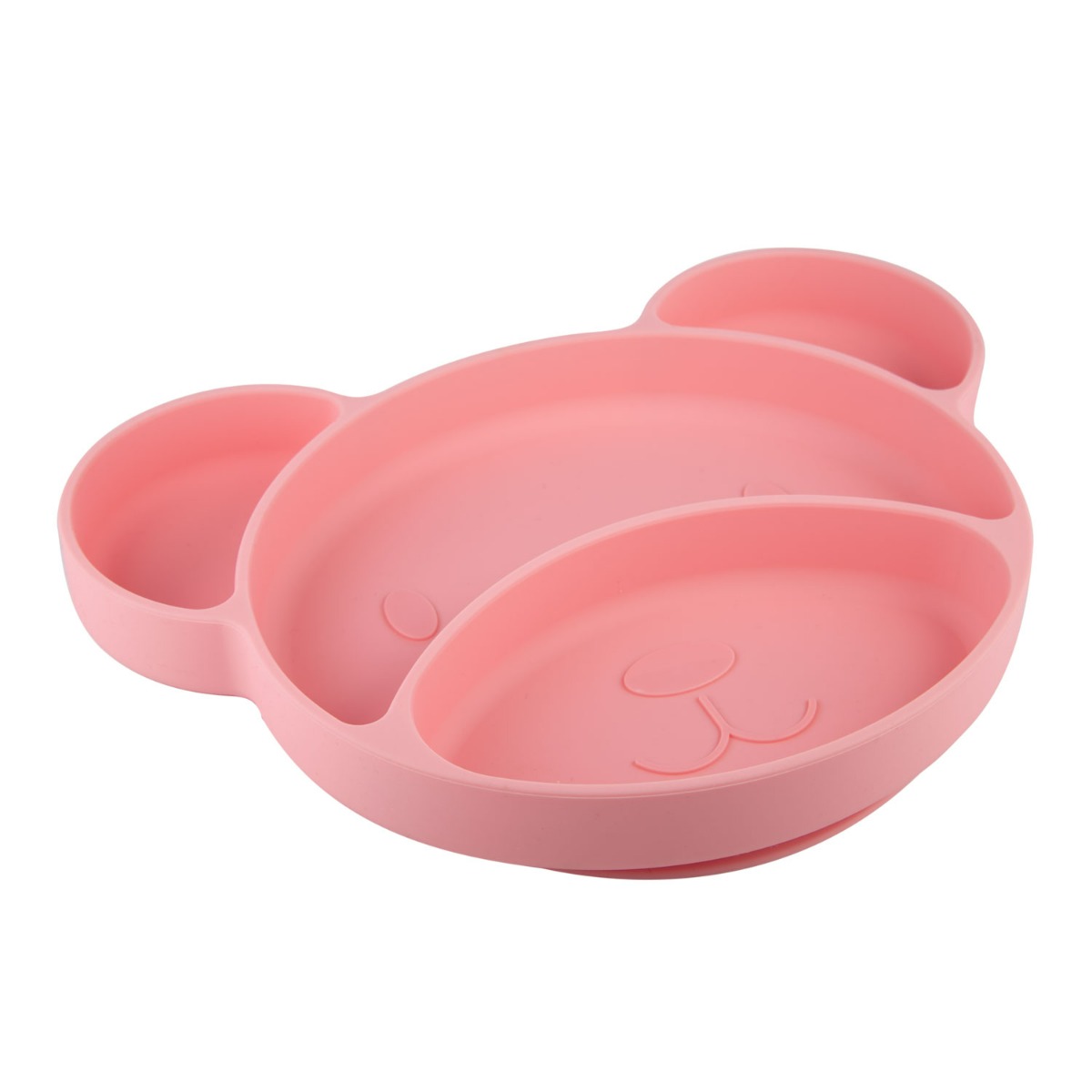 Canpol Babies Piatto in silicone a tre scomparti con ventosa Orsetto Rosa