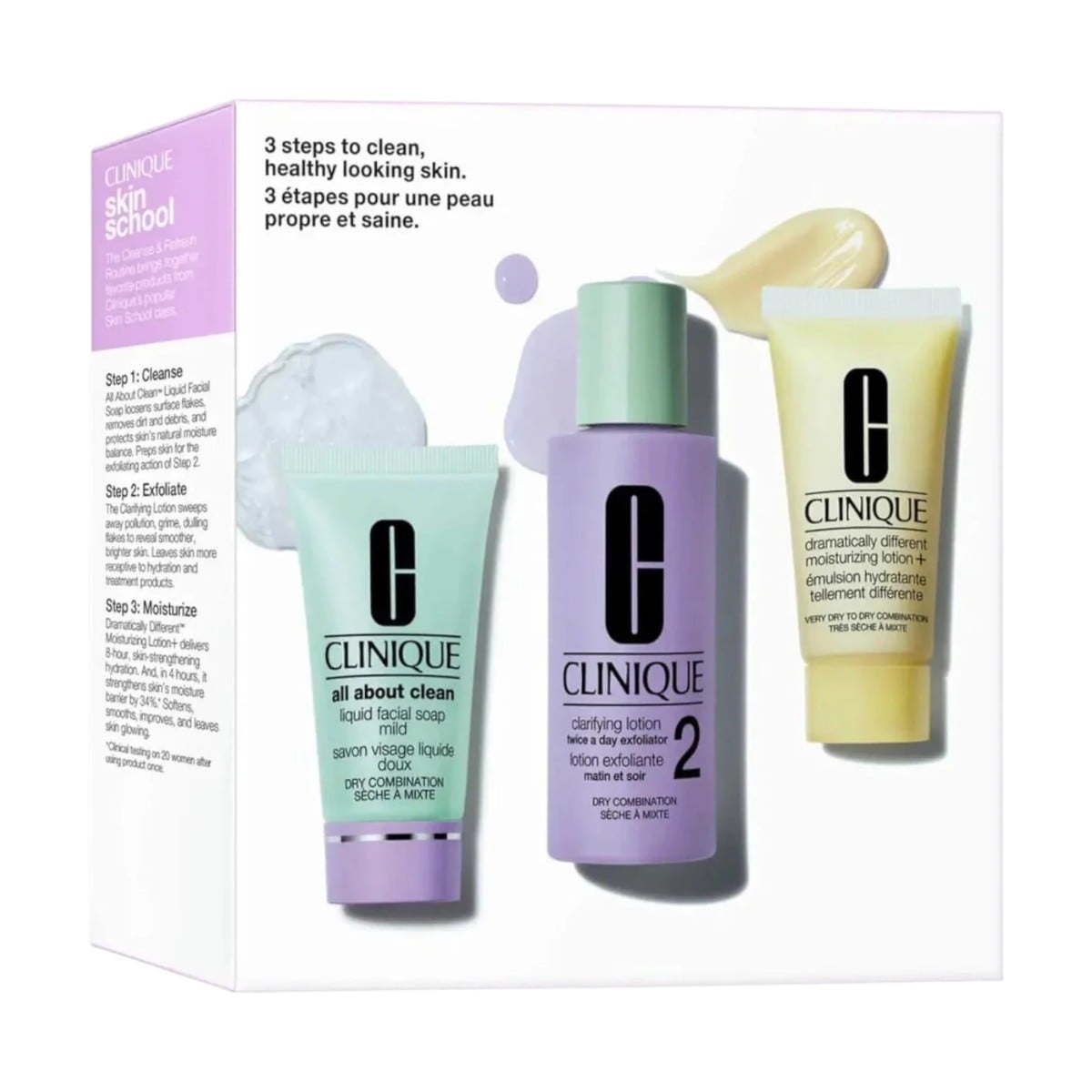 Clinique Skin School Tutto Sulla Pulizia Set: sapone per il viso + esfoliante per il viso + balsamo idratante