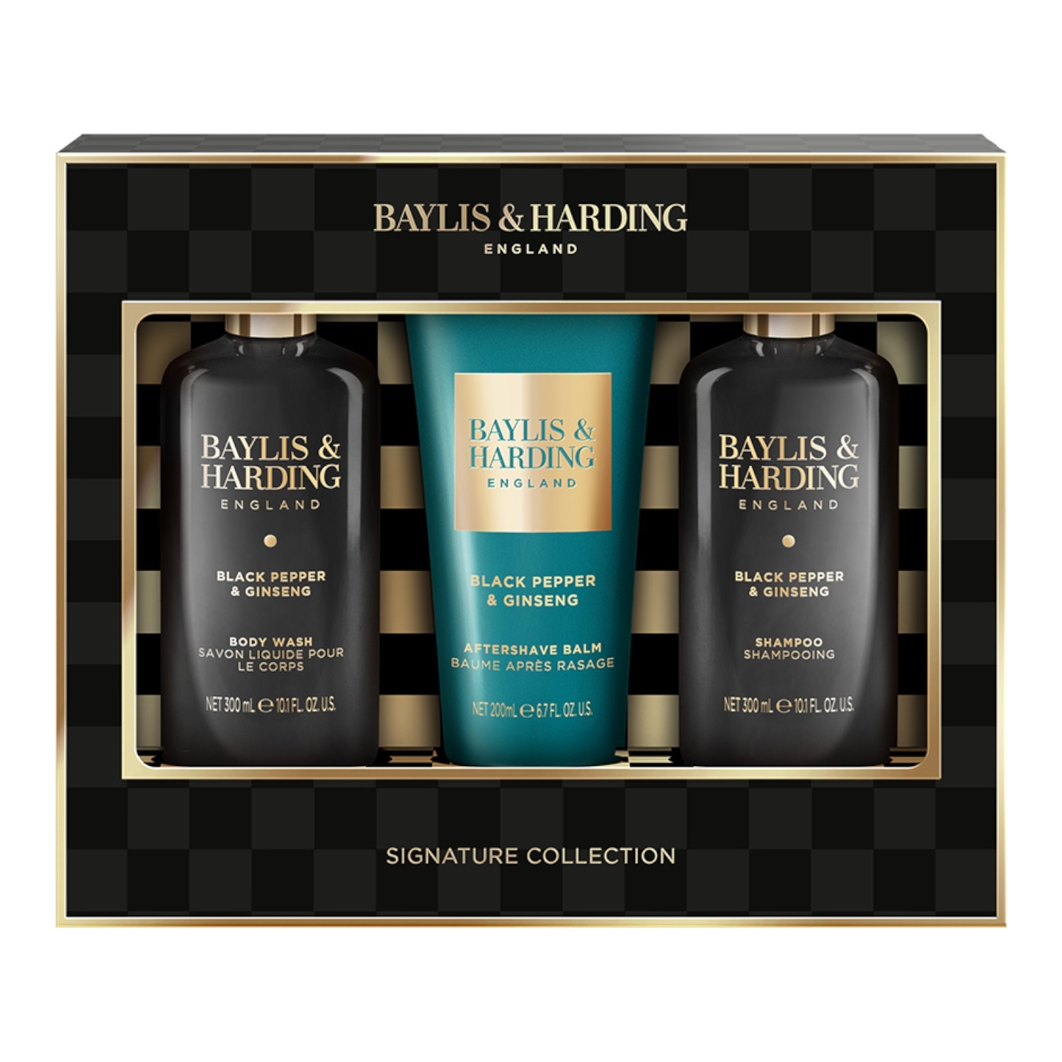 Набор для тела Baylis & Harding Black Pepper & Ginseng Luxury Bathing Trio, для мужчин, подарочный