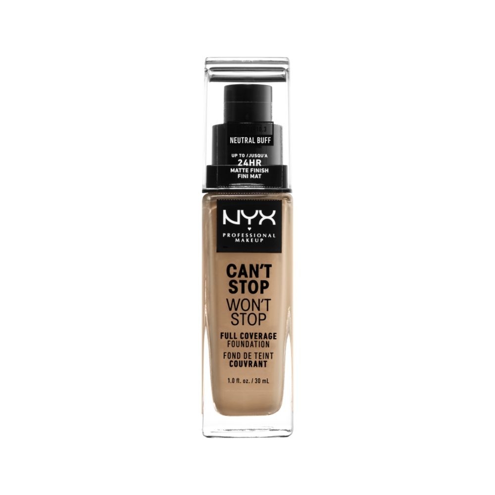 Тональная основа NYX Professional Makeup Can't Stop Won't Stop Full Coverage стойкая, плотное покрытие, оттенок Neutral Buff