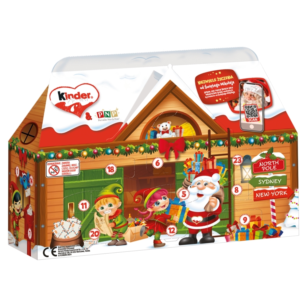 Адвент-календарь Kinder House 3D, раскладной домик с шоколадными сладостями, 24 окошка, 234 г