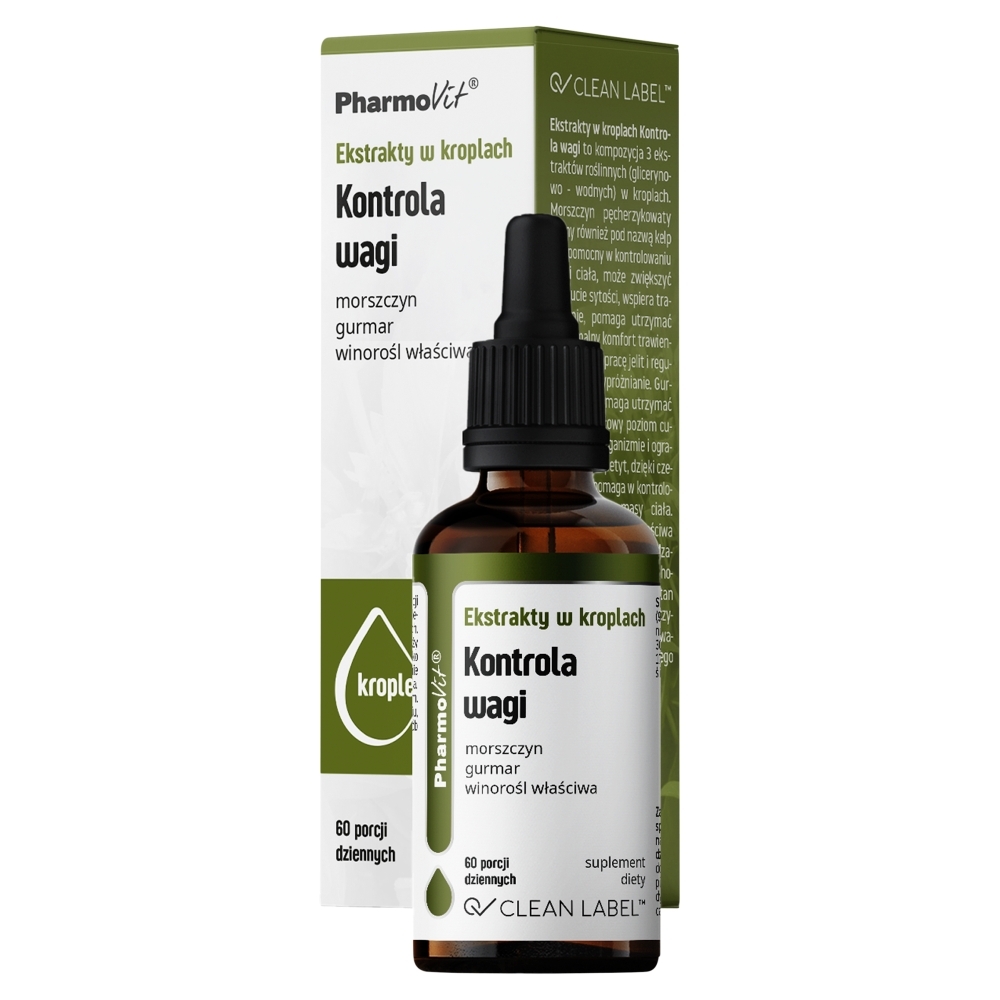 PharmoVit Clean Label Ekstrakty w kroplach Kontrola wagi Płyn