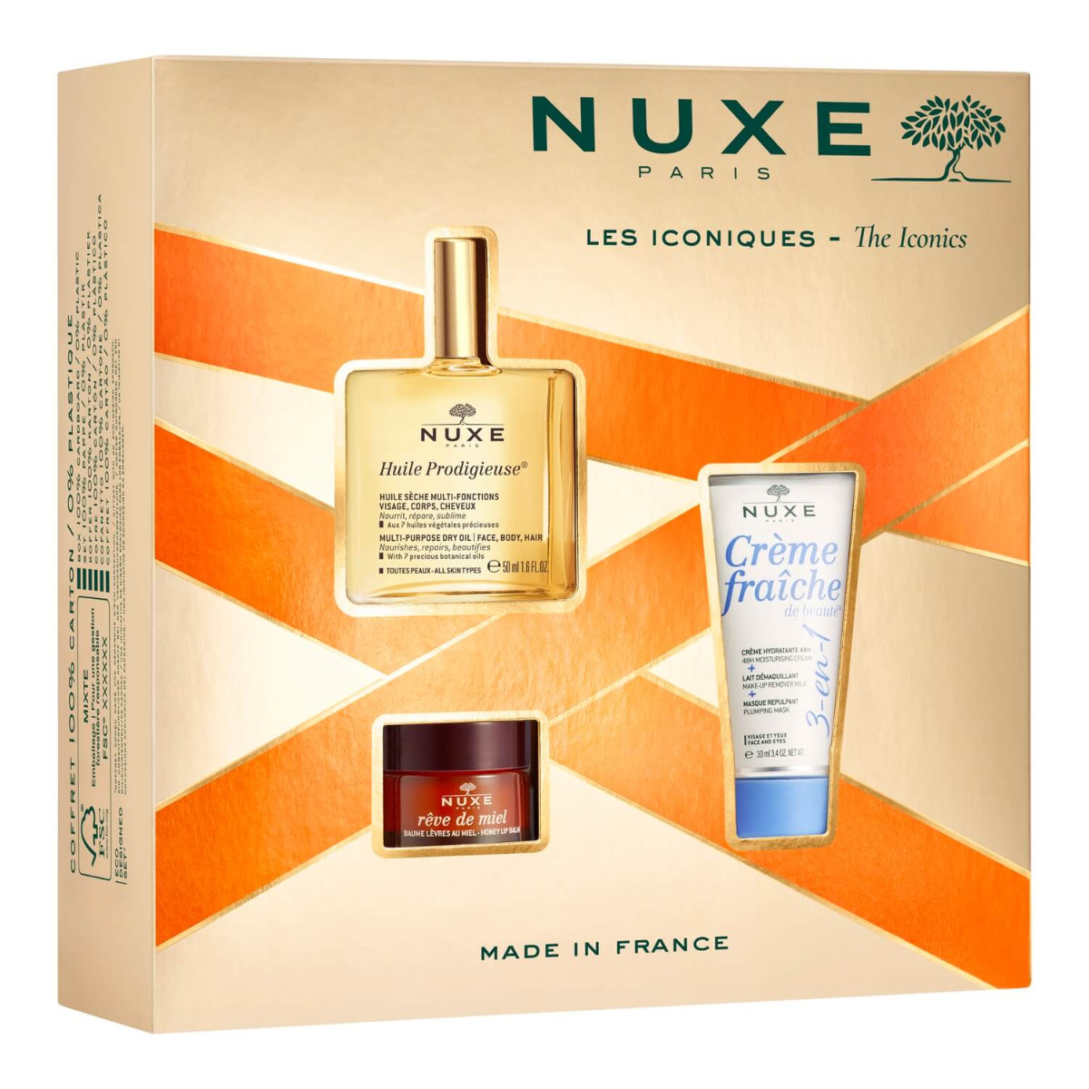 Набор Nuxe: масло Huile Prodigieuse 50 мл, крем Creme Fraiche de Beaute 30 мл и бальзам для губ Reve de Miel 15 г