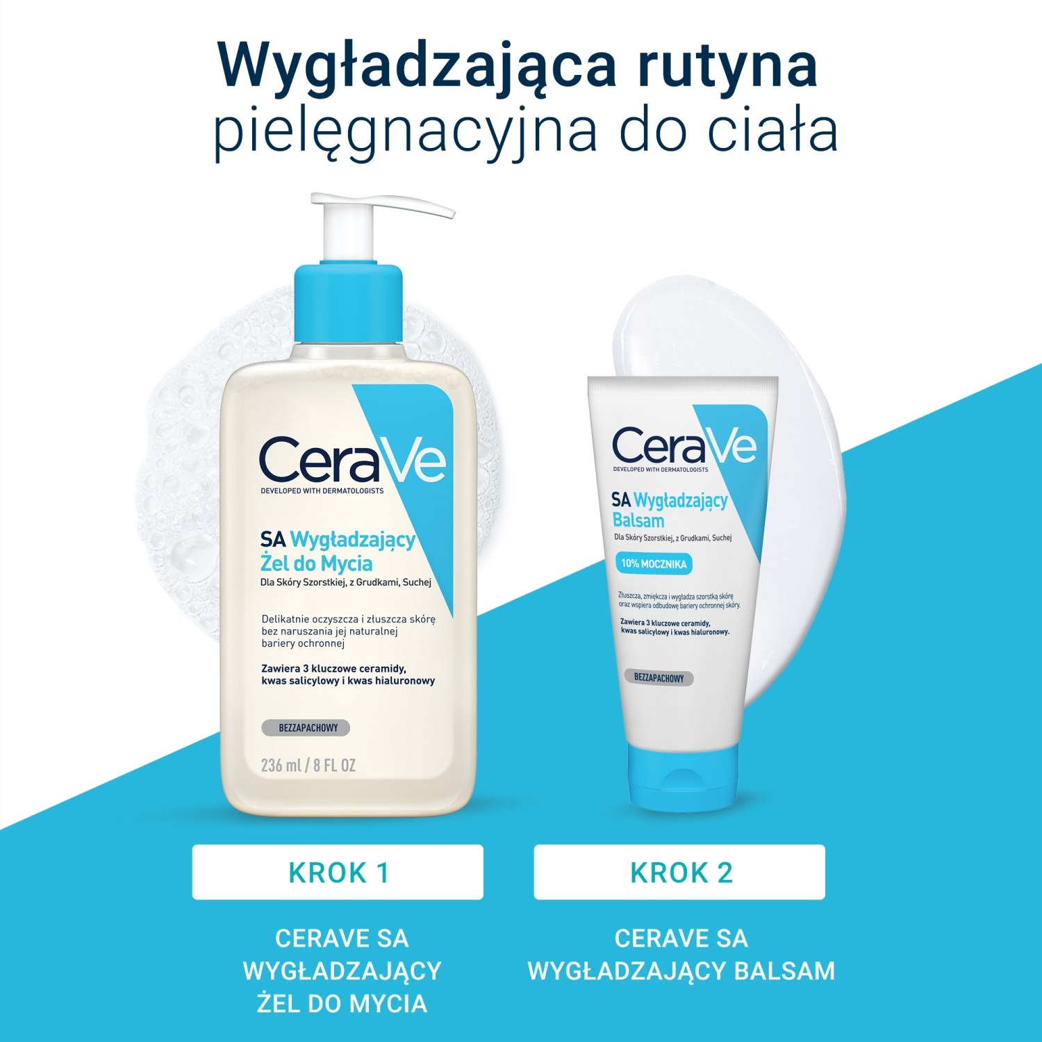 CeraVe SA Wygładzający żel do mycia dla skóry szorstkiej, z grudkami, suchej, 236 ml