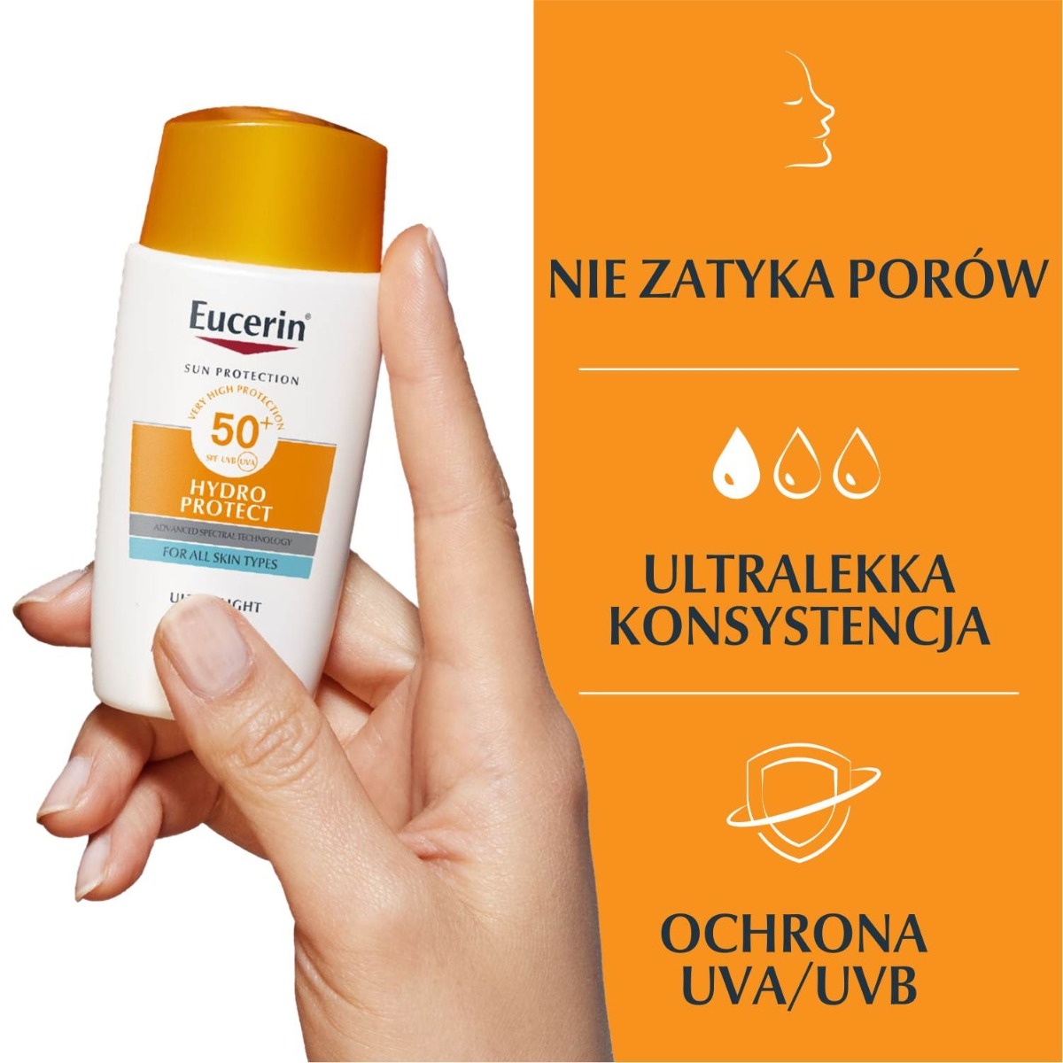 Eucerin Hydro Protect SPF 50+ Ultralekki nawilżający fluid ochronny, 50 ml