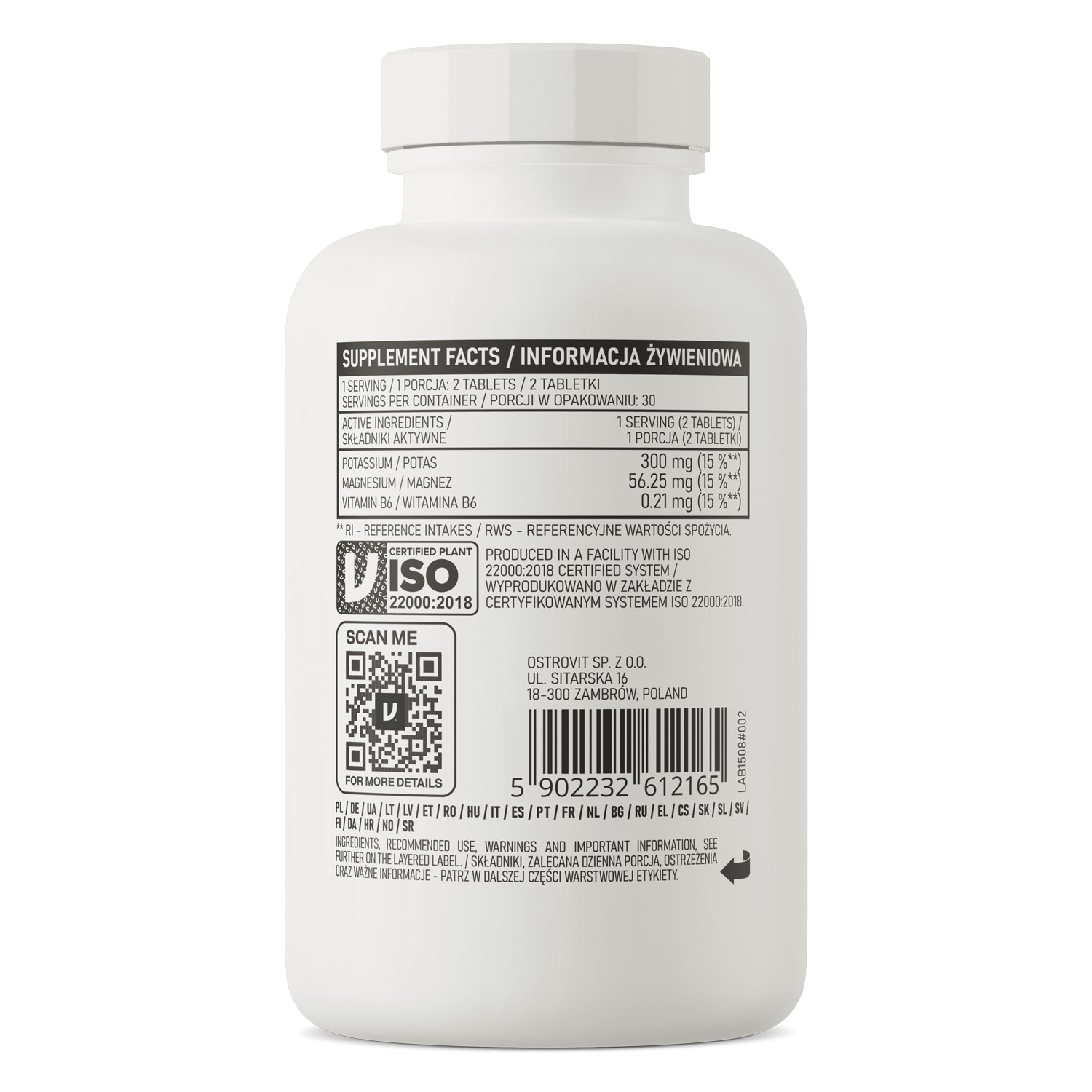 OstroVit Magnesium + Potassium Tabletki, 60 szt.