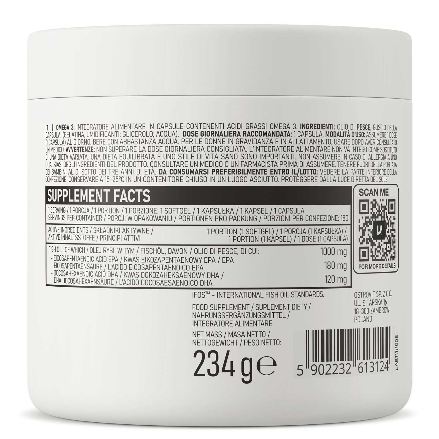 OstroVit Omega-3 Kapsułki, 180 szt.