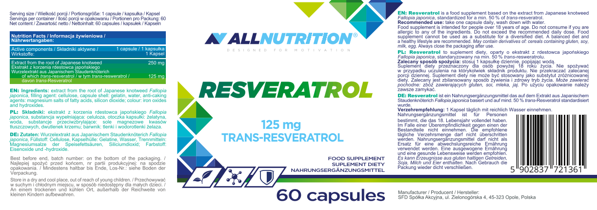 Allnutrition Resveratrol, Kapsułki