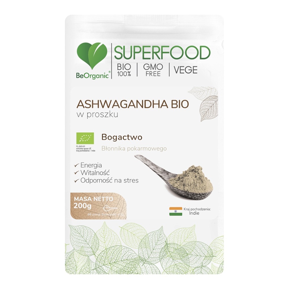 Be Organic Ashwagandha Bio Proszek, 200 g
