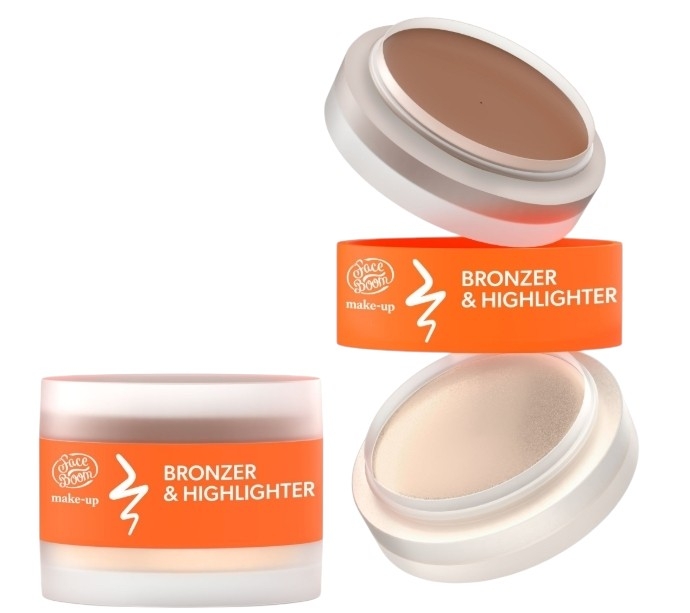 Кремовый бронзер и хайлайтер для лица Faceboom Make-Up Duo для контурирования, 02 Warm, 6 г