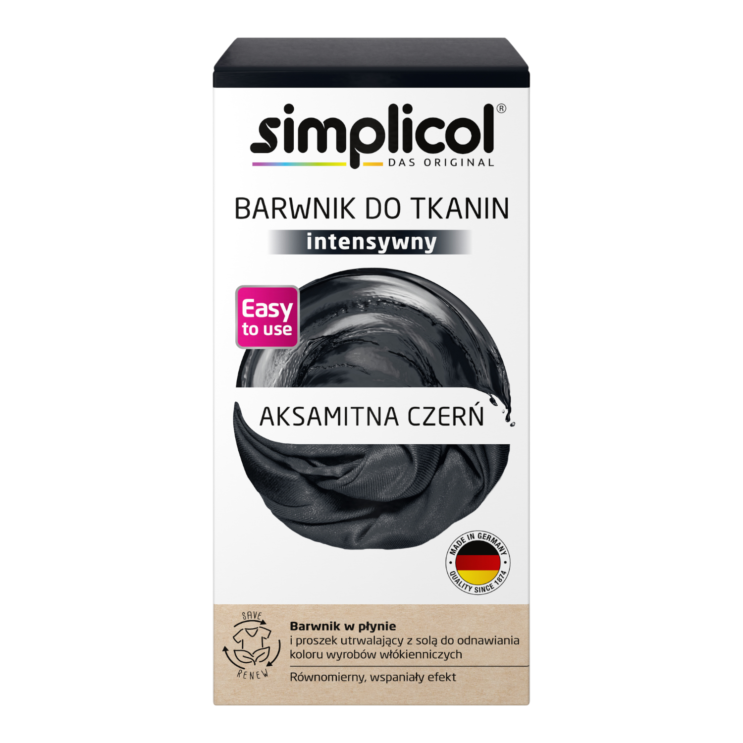 Simplicol Barwnik do tkanin intensywny, Aksamitna Czerń