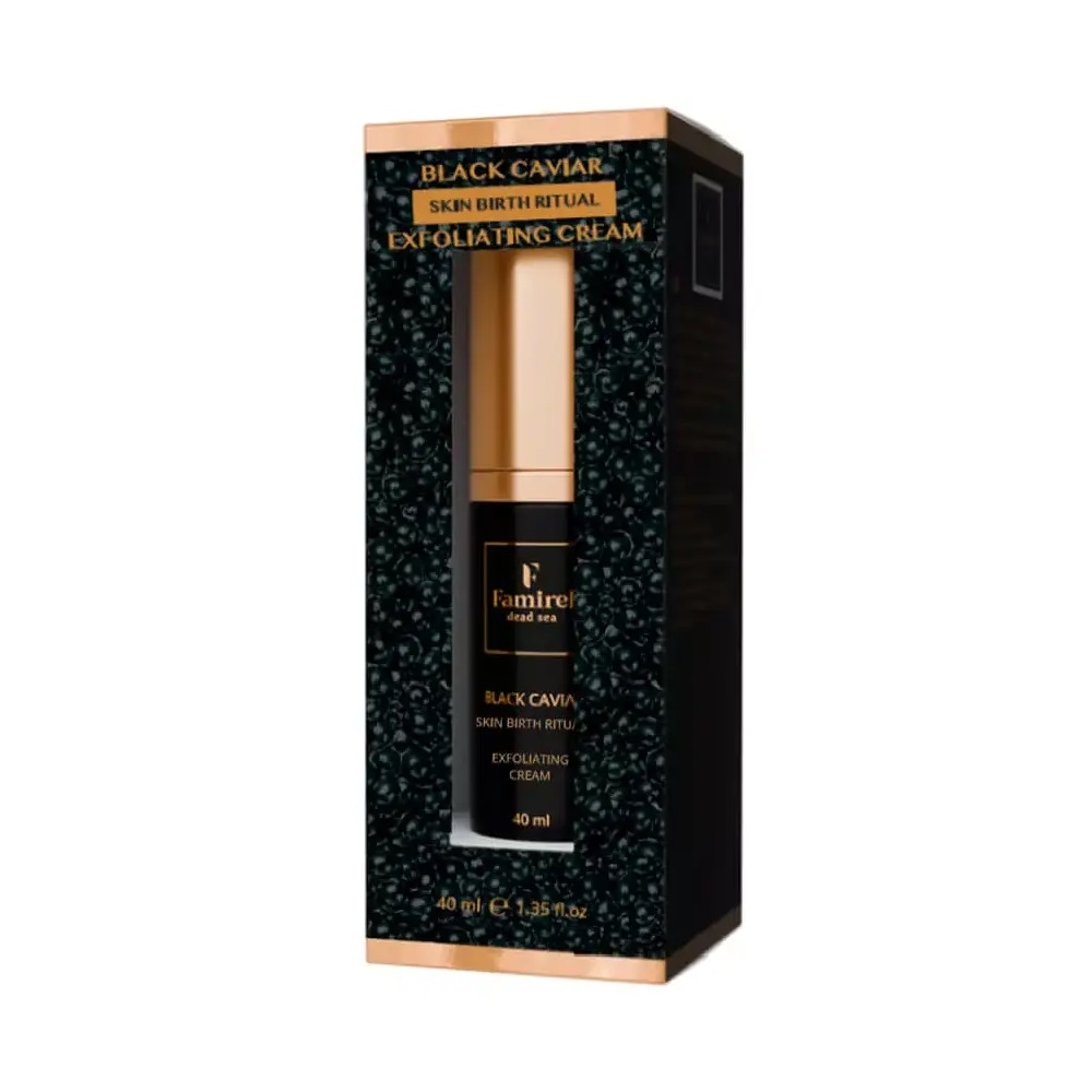 Отшелушивающий крем для лица Famirel Black Caviar Skin Birth Ritual Exfoliating Cream с чёрной икрой, 40 мл