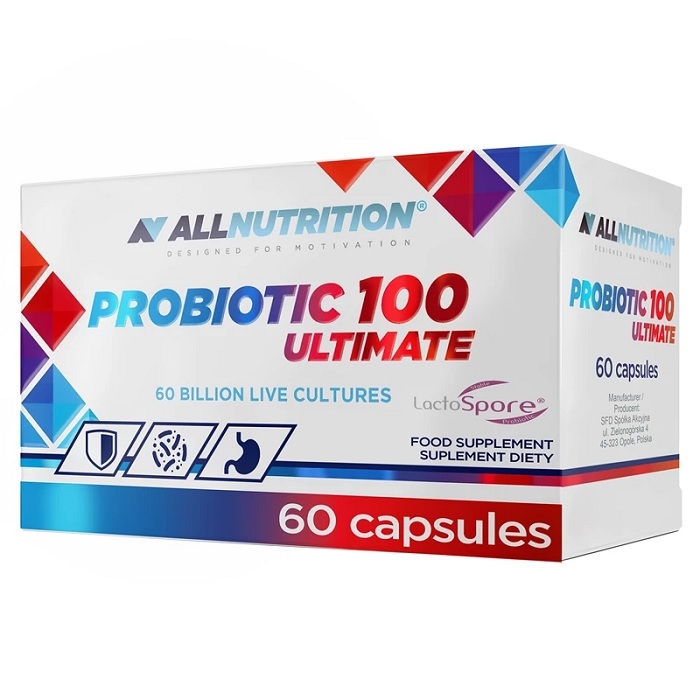 Allnutrition Probiotic 100 Ultimate, Suplement diety zawierający żywe kultury bakterii, Kapsułki