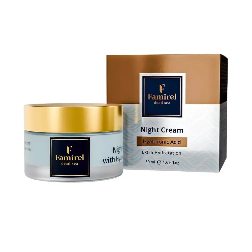 Ночной крем для лица Famirel Hyaluronic Acid Night Cream интенсивно увлажняющий, с гиалуроновой кислотой, 50 мл