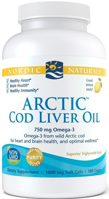 Nordic Naturals Arctic Cod Liver Oil, Olej z dzikiego dorsza arktycznego, Smak cytrynowy, Kapsułki