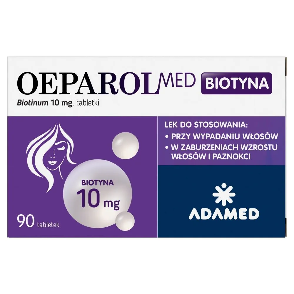 Oeparol Med Biotyna 10 mg - wsparcie dla włosów i paznokci, 90 tabletek