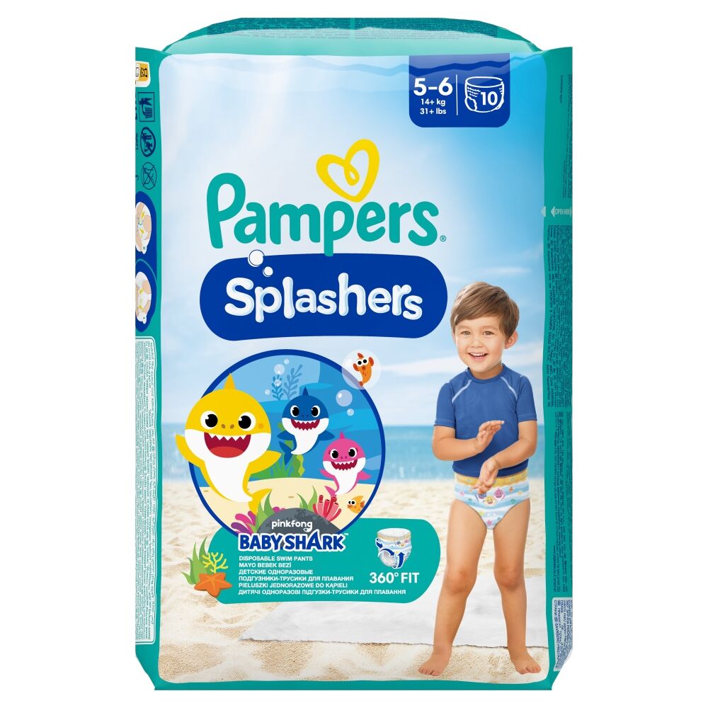Pampers Pants Splashers Baby Shark Pannolini Mutandina Taglia 10 pz