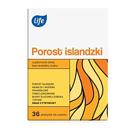Life Porost Islandzki, tabletki do ssania o smaku cytrynowym 36 szt.