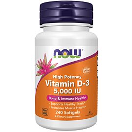 Now Foods Witamina D-3 High Potency Kapsułki, 240 sztuk