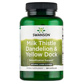 Swanson Milk Thistle, Dandelion + Yellow Dock Kapsułki, 120 szt.