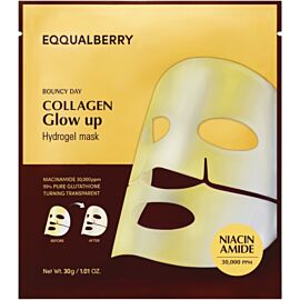 Eqqualberry Collagen Glow Up Hydrogel Mask, Maschera viso al collagene, 4 pezzi