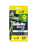 Gillette Blue3 Sensitive Rasoi Monouso 9+3 Gratis 12 pz
