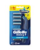 Gillette Sensor3 Plus Comfort Rasoio + ricariche, 8 pezzi.