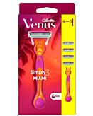 Gillette Venus Simply3 Miami Vibes Hybrid, Rasoio + 4 testine