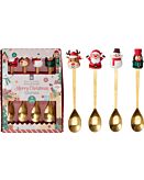 Koopman Posate da dessert natalizie (cucchiaini, forchettine), set da 4 pezzi.