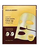 Eqqualberry Collagen Glow Up Hydrogel Mask, Maschera viso al collagene, 4 pezzi