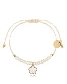 By Dziubeka Braccialetto con perline e fiorellino dorato