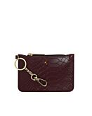 Batycki Mini Portafoglio per Carte e Chiavi, Pelle Pitone Bordeaux